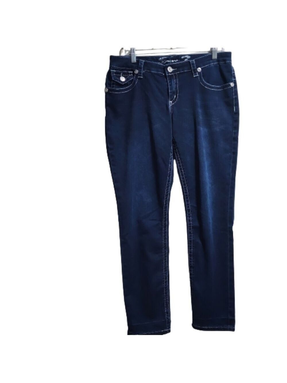 Seven 7 skinny streched jeans pockets rhinestones size 12
